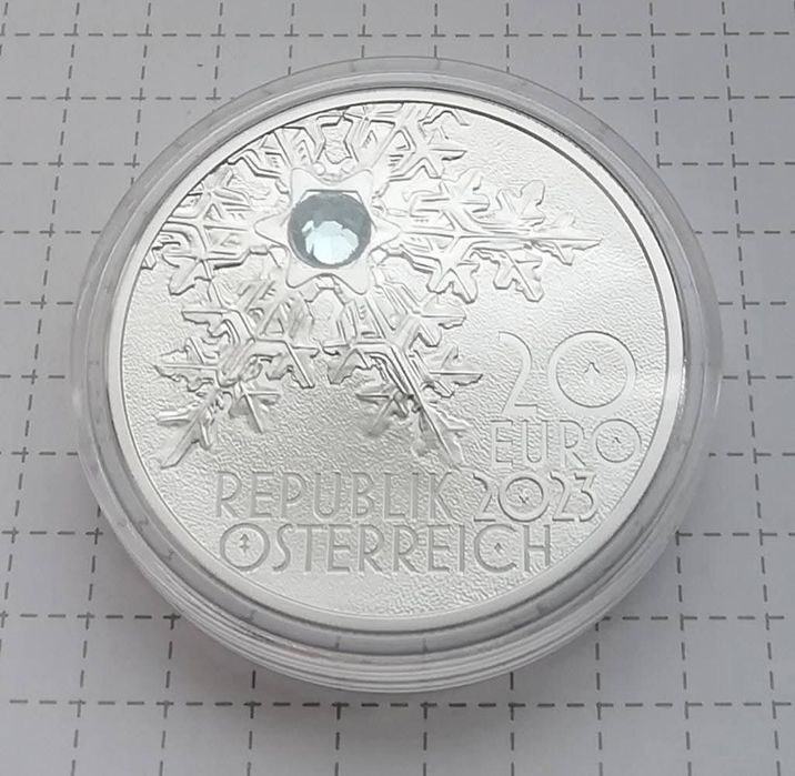 Австрія 20 євро 2023р. СРІБЛО. ПРУФ. Таємниці снігу. Сертифікат.