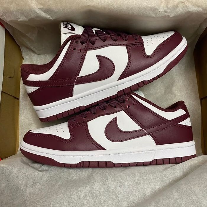 Nike SB Dunk Low Bordo жіночі кросівки найк сб данк бордові шкіряні