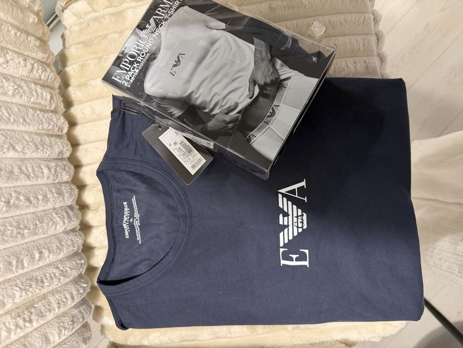 T-shirt dwupak męski granatowy M Emporio Armani