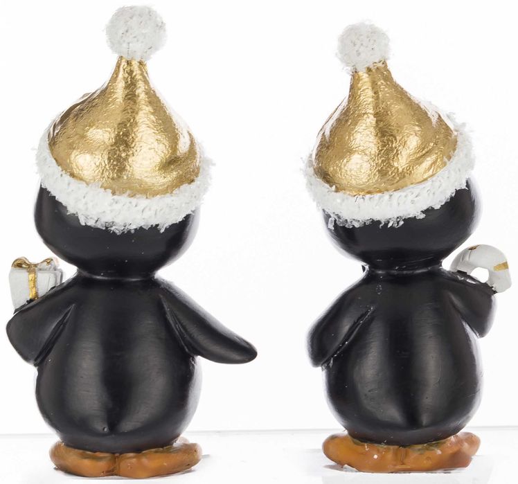 Figurka Pingwinek z Prezentem i Laską Cukrową