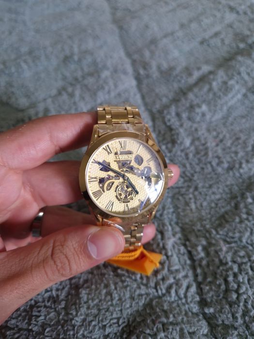 Relógio Xufeng Skeleton Automático Dourado - Como Novo com Plástico