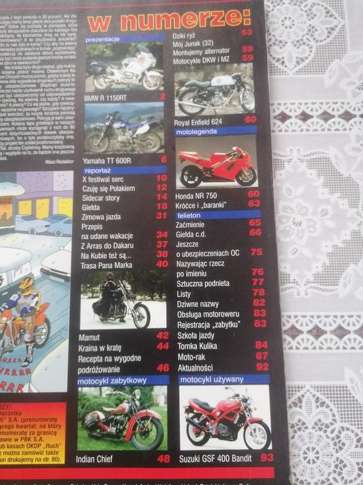 Mój JUNAK Świat Motocykli 2002 nr 3 Yamaha tt600r Indian gsf bandit