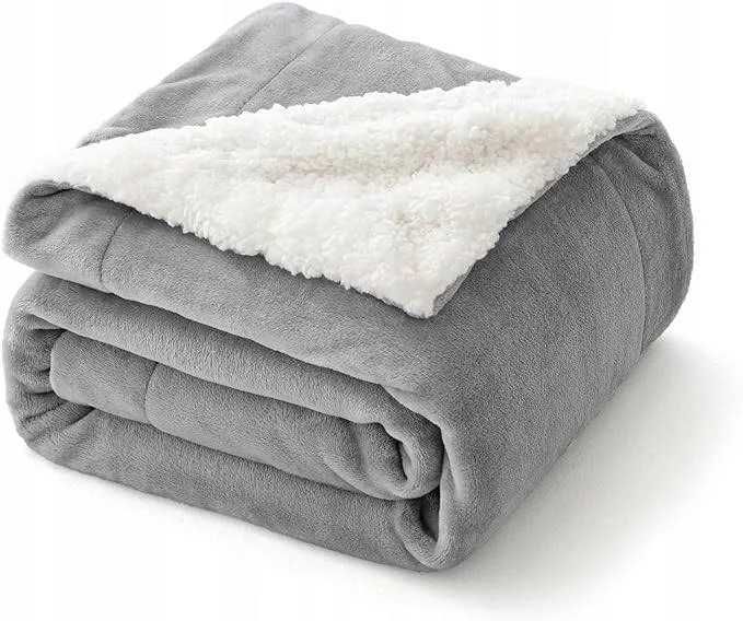 MIULEE Sherpa Fleece Koc Dwustronny 130x150 cm szary