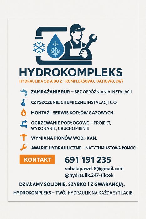 Hydraulika Usługi Hydrauliczne, Instalacje Gazowe, Czyszczenie chemicz
