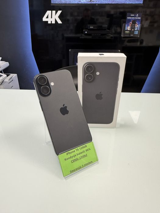 Apple iPhone 16 128GB Black | Bat. 96% | Kolejowa 32