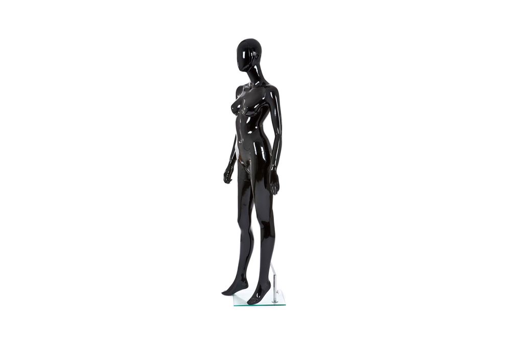 Mannequim feminino, braços ao lado - preto brilhante