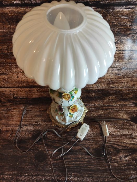 Lampa stojąca ceramiczna w kwiaty | antyk | dekoracja retro