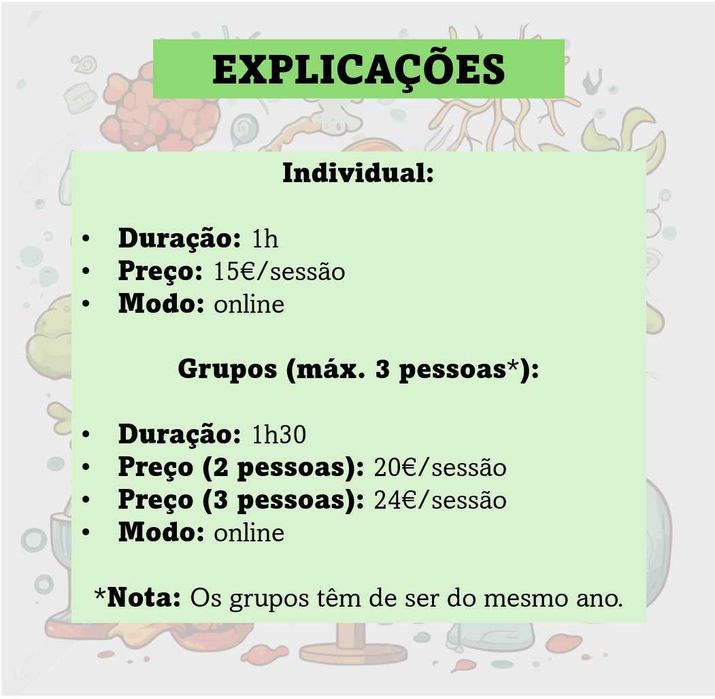 Explicações Biologia e Geologia (10º/11º) e Ciências Naturais
