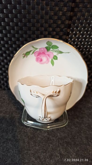 Porcelana MEISSEN DUO kawa Herbata Róża Miśnieńska