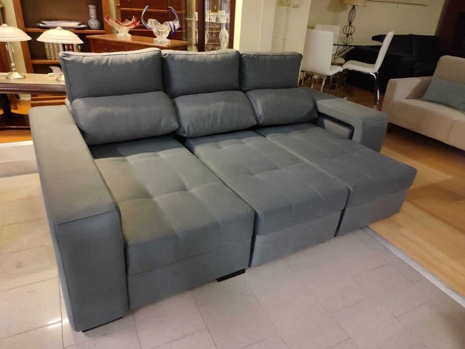 Sofa Chaiselongue + Baú Elevatório + Cama - NOVO - FABRICA