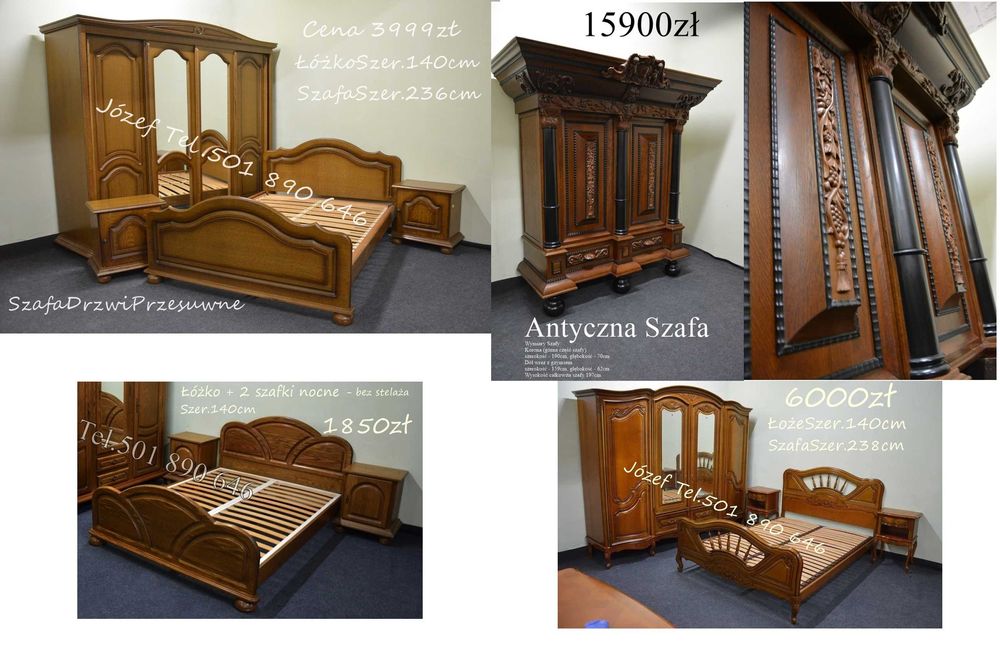 Piękna Sypialnia Stylowa Szafa Łoże Komoda Szafki Nocne Meble