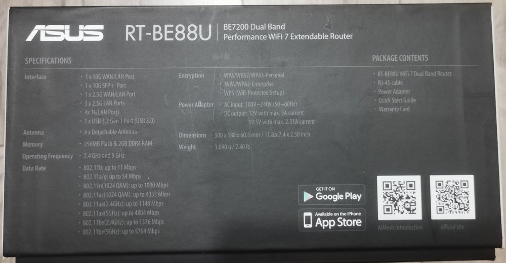 ASUS RT-BE88U WiFi 7 (BE7200 a/b/g/n/ac/ax/be)