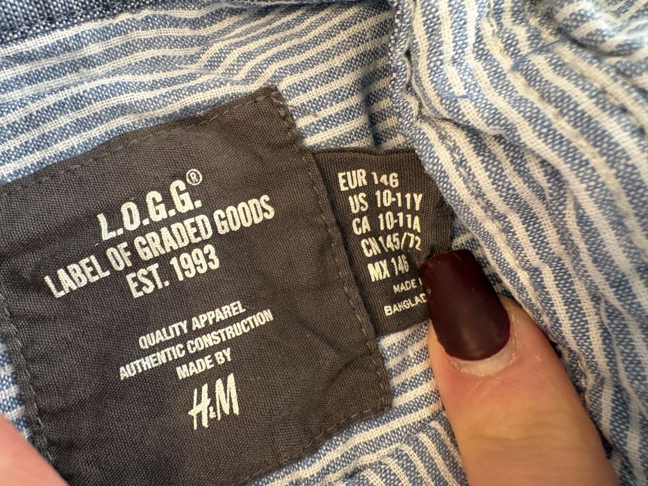 Koszula h&m 146 len i bawelna chlopieca