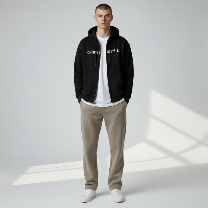 Зип худи Carhartt WIP Zip Hooded Black Кофта Кархарт Оверсайз