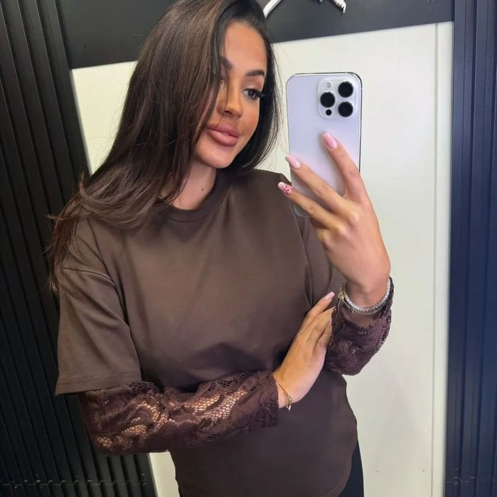 Bluzka koronkowe rekawy polska produkcja tunika