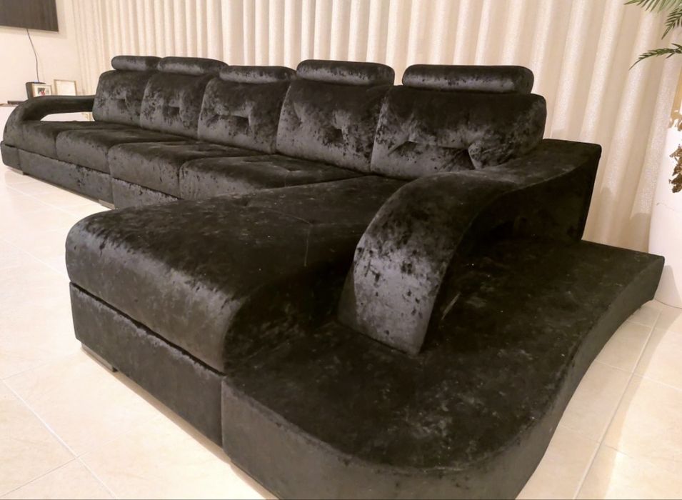 Sofa veludo martelado preto