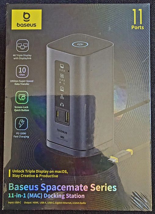 Baseus Stacja dokująca Hub usb-c (11w1) 3x HDMI 4K 4x usb-a usb-c RJ45 usb-c