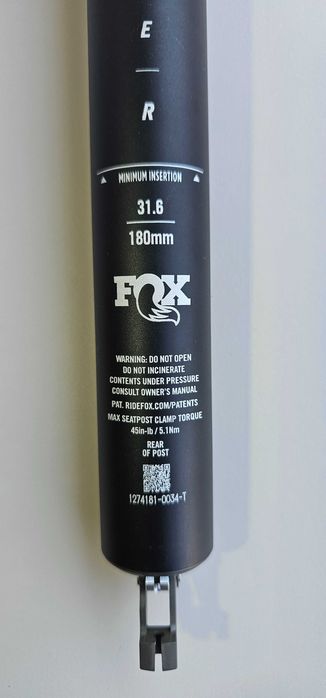Sztyca Fox Transfer Kashima 31,6mm 180 mm