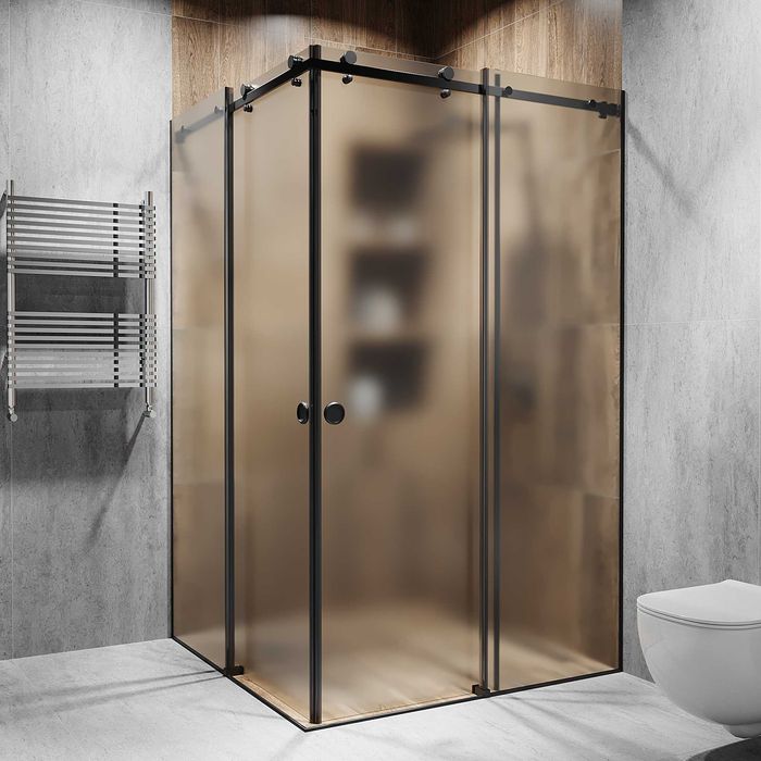 Кутова розсувна душова кабіна під замовлення|Скло+ фурнітура в кольорі