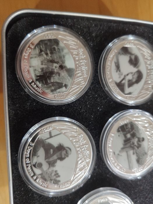 Zestaw monet medali kolekcjonerskich 5 sztuk Woodstock Rock Festival