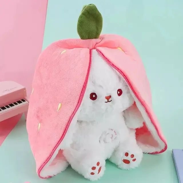 Дихаючий, музичний, кролик в полуничці. strawberry bunny 30см.