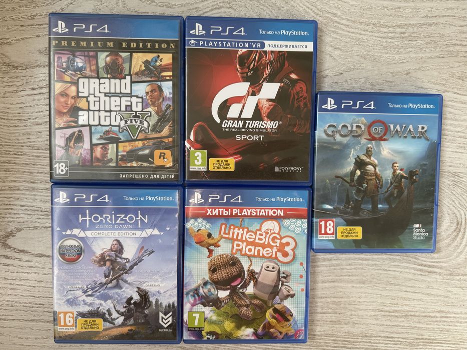 GTA 5 PREMIUM, Gran Turismo, God of war, Horizon, Little Big Planet 3 для PS4 (Playstation 4)