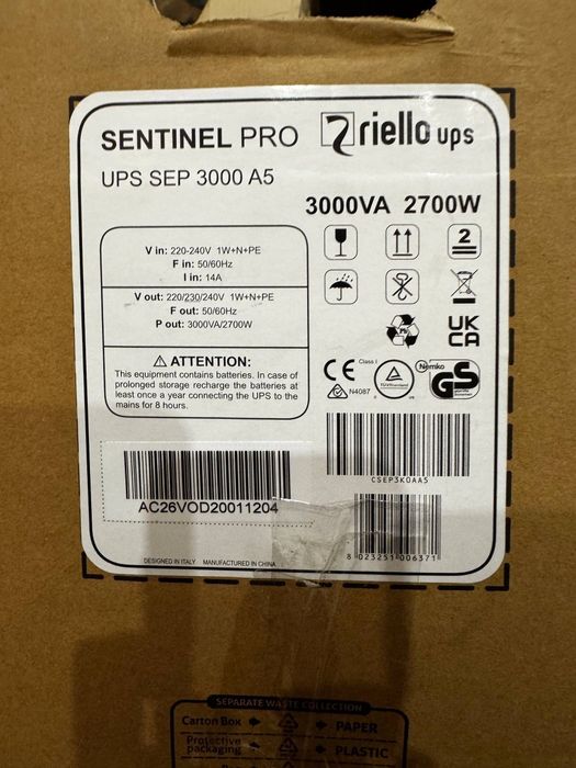 Riello UPS моделі Sentinel Pro SEP 3000 A5 ДБЖ