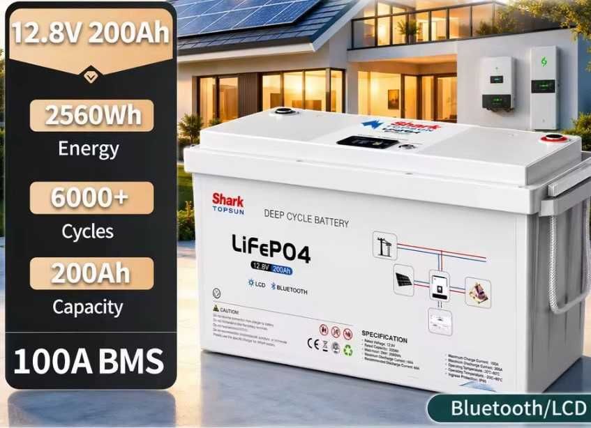Акумулятор Lifepo4 Shak Topsun (Sandisolar) 12V 200Ah LCD BT