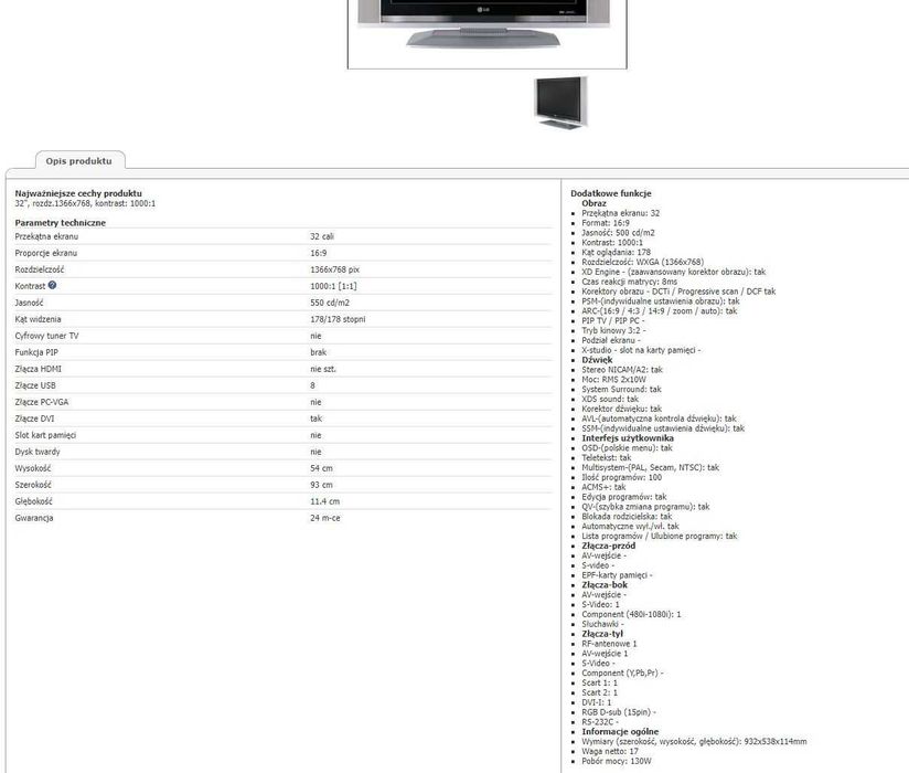 TV Telewizor LG 32" LCD, Model RZ32LZ55 Legionowo • OLX.pl