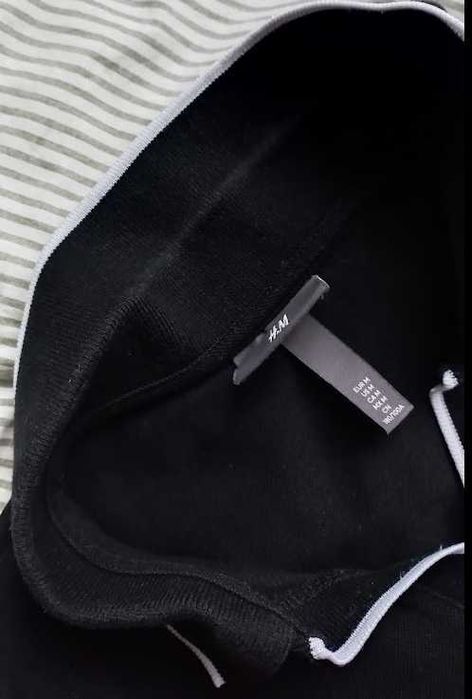 Czarne Polo H&M „Arôme Amore” koszulka polówka bluzka męska 100% Bawełna M