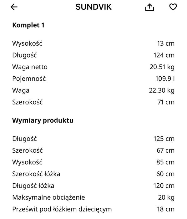Sprzedam używane łóżeczko Ikea  + materac