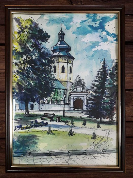 Архітектурні пейзажіна замовлення графіка акварель ручна робота