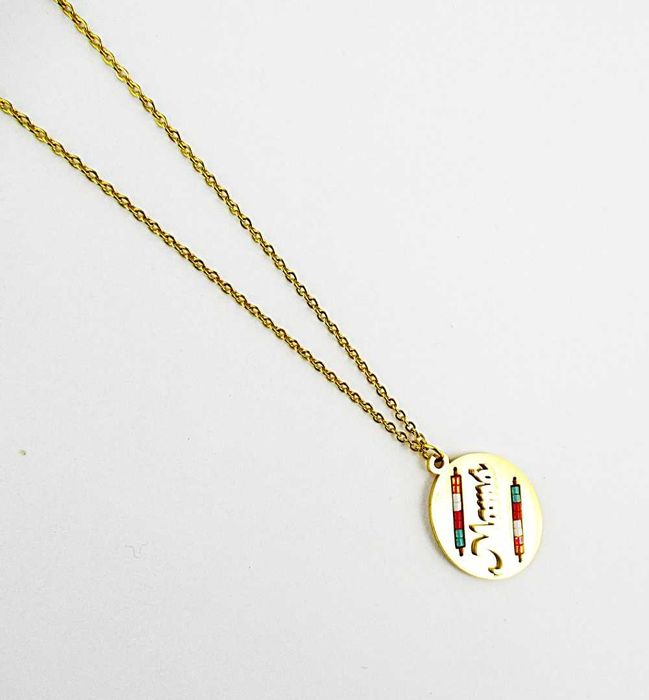 Naszyjnik stal chirurgiczna złota blaszka MAMA koraliki prezent C124