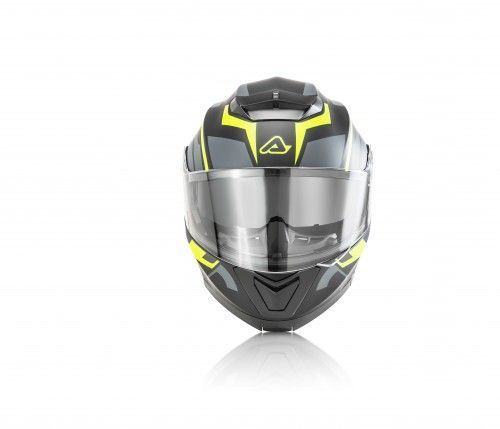 capacete modular acerbis flip up preto e amarelo