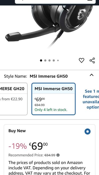 Headsets MSI immerse gh50
