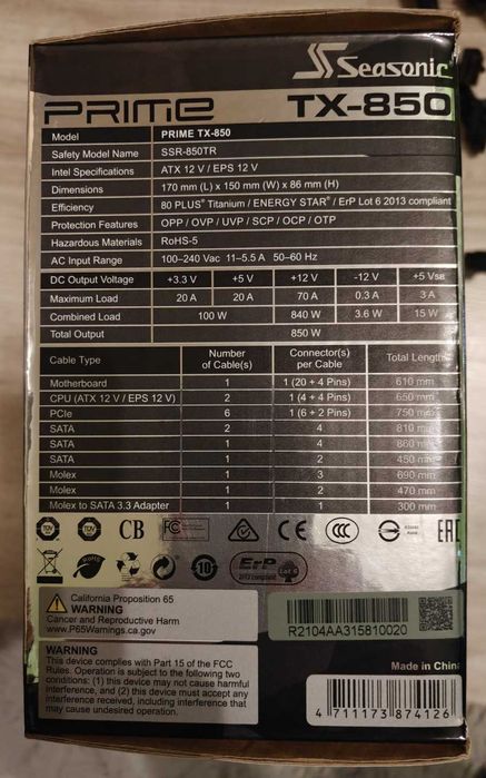 Seasonic Prime TX-850 Titanium