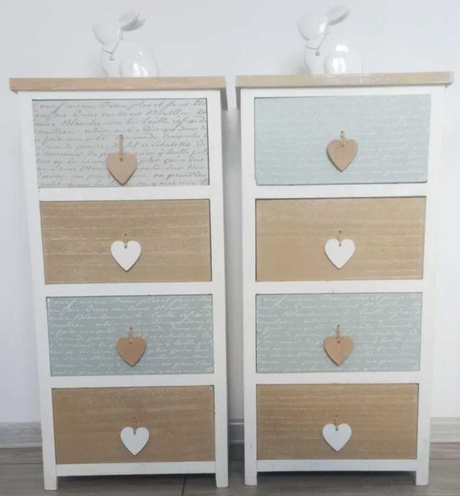 Zestaw komoda 2 szt szafka z szufladami vintage retro prowanalska