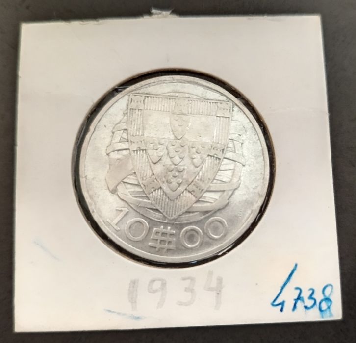 Moeda em prata de 10$00 de  1934 Caravelas