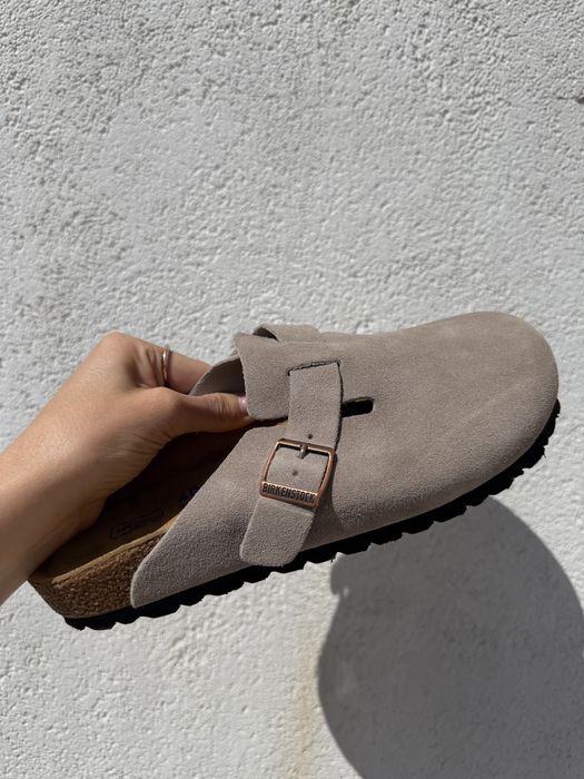 логи шльопанці ортопедичні  Birkenstock Boston жіночі натуральна замша 36–41