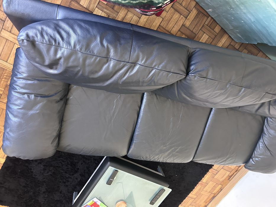 Sofa azul em Pele Divani&Divani