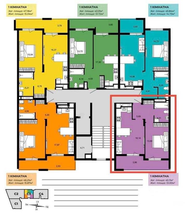 Продаж 1 кімнатної квартири в Ужгороді , ЖК Continent West