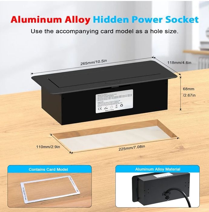 Gniazdo zasilania biurkowego z USB C PD20W,