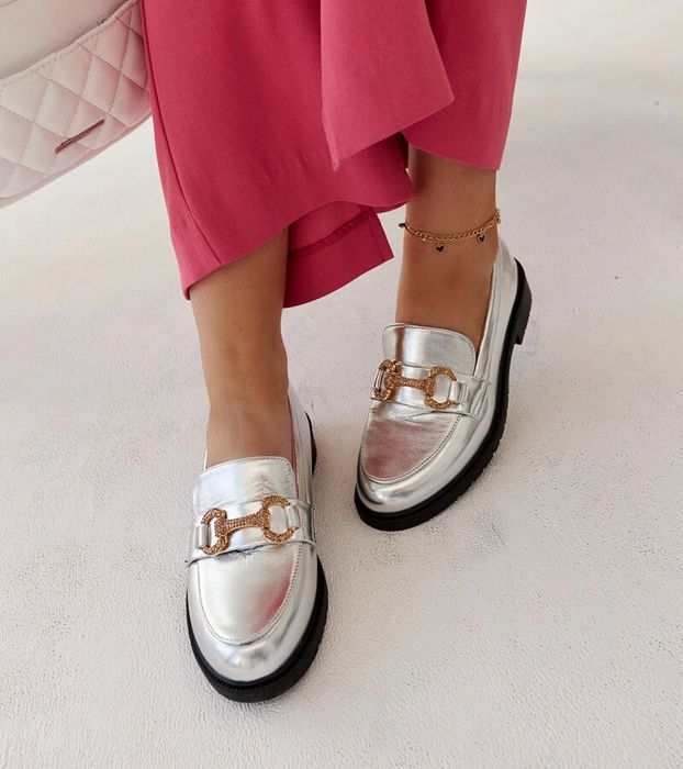 Srebrne mokasyny z cyrkoniami Aleyna