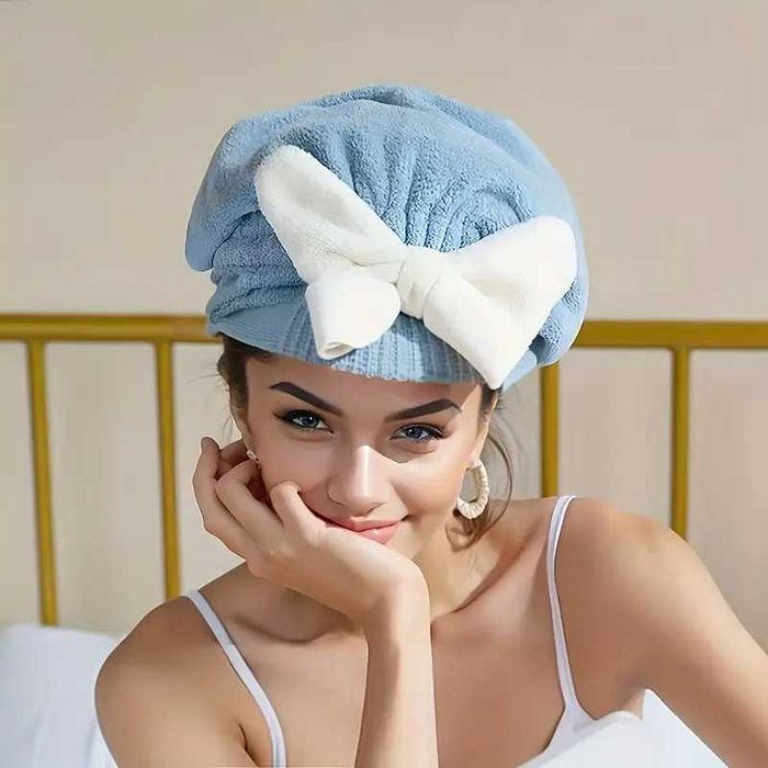 Chłonny ręcznik czepek turban do suszenia włosów z mikrofibry gruby