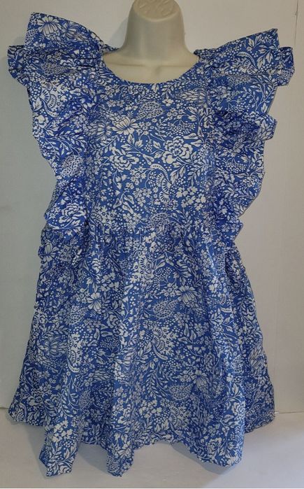 Плаття Zara міні, синє з білими квітами бавовна 100% розмір XS