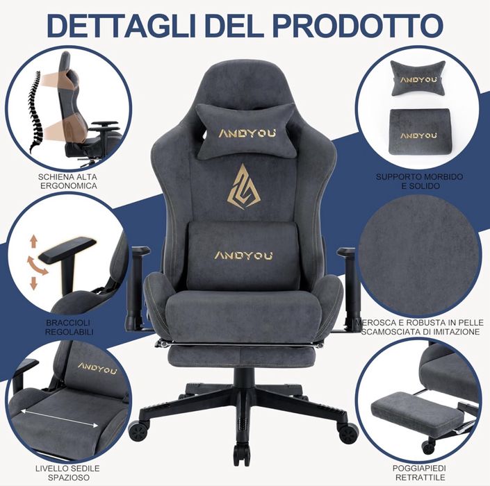 Cadeira Gaming cinza (Nova)