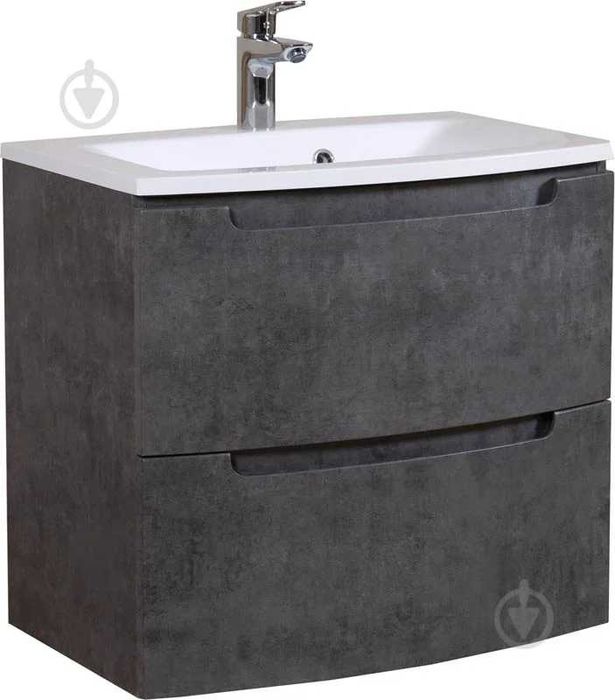 Тумба підвісна Aqua Rodos сірий мармур з умивальником Альфа 70 (700мм)