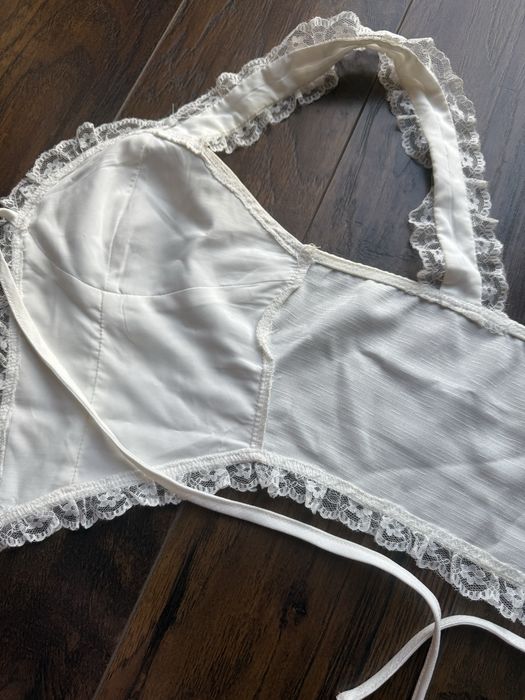 Biały top coquette koronka lace white Xs white lato summer