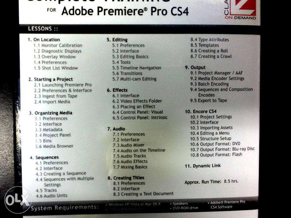 Class on demand Complete Training para Premiere CS4