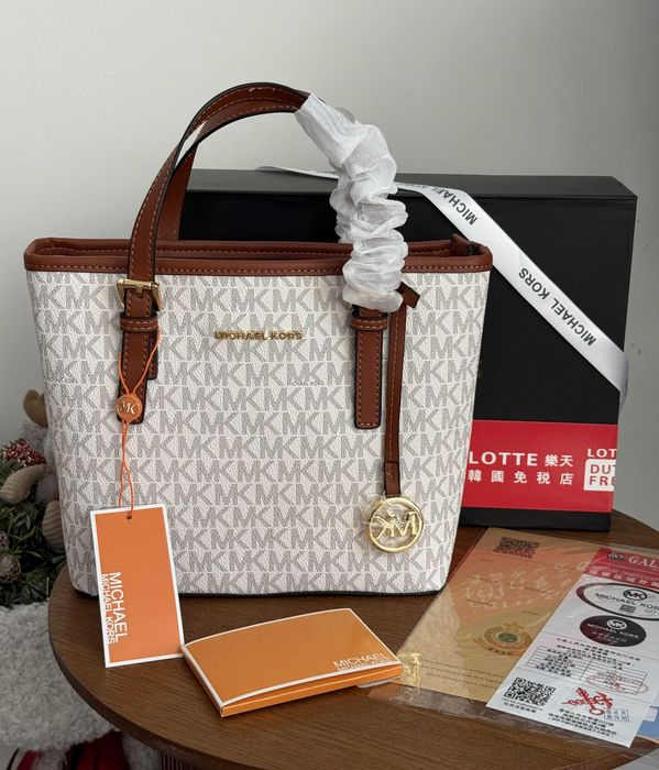 Сумка Michael Kors small tote Майкл Корс біла чорна коричнева